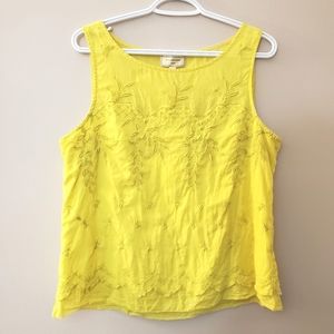 Moulinette Soeurs Anthro - "Ethel" yellow cotton embroidered blouse - Size 14